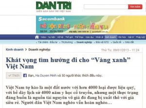 Báo Dân Trí: "Khát vọng tìm hướng đi cho "Vàng xanh" Việt Nam